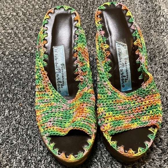 Crochet wedge shoes size 37 with 5 inch heel - Picture 1 of 7